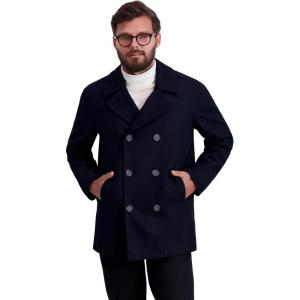 imageNautica Mens Peacoat Wool Blend Double Breasted Winter CoatDark Navy
