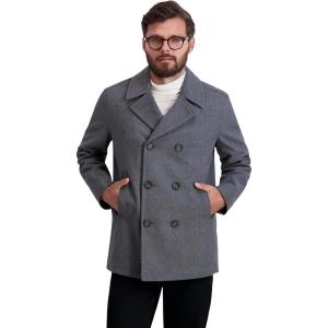 imageNautica Mens Peacoat Wool Blend Double Breasted Winter CoatLight Grey