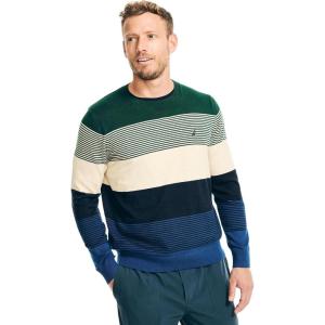imageNautica Mens Sustainably Crafted Crewneck SweatshirtStriped LimogesGreen