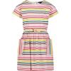 imageNautica Girls Short Sleeve Jersey Tee Dress with Elastic Cinched Waist Fun Designs ampamp ColorsEgret Stripe