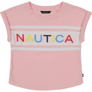 imageNautica Girls Short Sleeve Graphic Logo TShirt Everyday Casual Wear Soft ampamp Comfortable FitAlmond Blossom Billboard