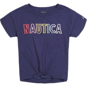 imageNautica Girls Short Sleeve Graphic Logo TShirt Everyday Casual Wear Soft ampamp Comfortable FitPeacoat Tiefront