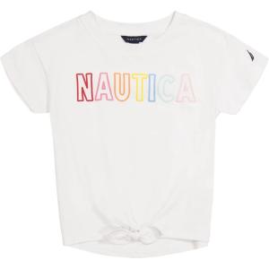imageNautica Girls Short Sleeve Graphic Logo TShirt Everyday Casual Wear Soft ampamp Comfortable FitWhite Tiefront