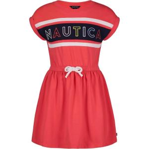 imageNautica Girls Short Sleeve Jersey Tee Dress with Elastic Cinched Waist Fun Designs ampamp ColorsHibiscus Billboard