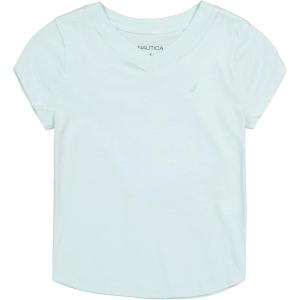 imageNautica girls Short Sleeve Vneck Tshirt Solid Cotton Blend Tee With Tagless InteriorBlue Light