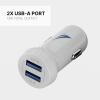 imageNautica Dual Port Car Charger 12W Output 2X USBA Port Quick Charge Compatible with iPhone Android Phones Tablets Powerbanks WhiteWhite