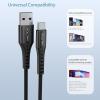 imageNautica USBA to USBC Cable 15W Output Power Durable Braided Cable Fast Charging Premium Quality Universal Compatibility WhiteBlack