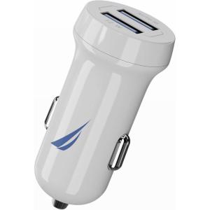 imageNautica Dual Port Car Charger 12W Output 2X USBA Port Quick Charge Compatible with iPhone Android Phones Tablets Powerbanks WhiteWhite