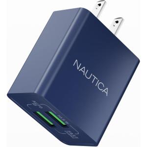imageNautica USBA Dual Port Wall Charger 2X USBA Port 105 Output Dual Port Quick Charger Compatible with Smartphones Tablets Powerbanks WhiteNavy