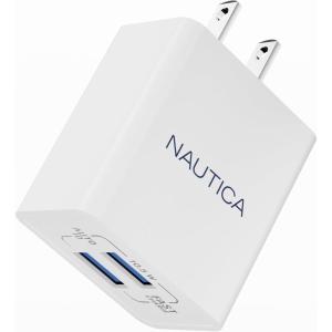 imageNautica USBA Dual Port Wall Charger 2X USBA Port 105 Output Dual Port Quick Charger Compatible with Smartphones Tablets Powerbanks WhiteWhite