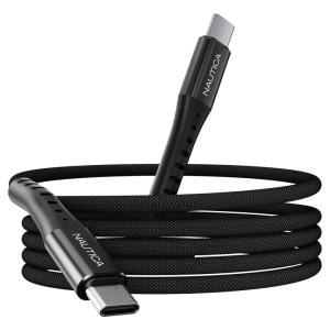 imageNautica USBC to USBC Cable 15W HighSpeed Charging Durable Braided Cable Premium Quality Universal Compatibility WhiteBlack