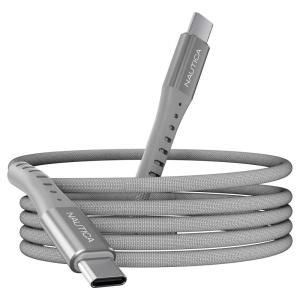 imageNautica USBC to USBC Cable 15W HighSpeed Charging Durable Braided Cable Premium Quality Universal Compatibility WhiteGray