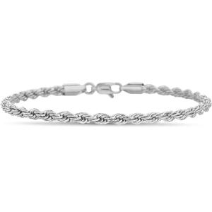 imageNautica Mens Chain Bracelet  Silver Tone Classic Twist French Rope Chain Bracelet for WomenSilver