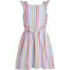 imageNautica Girls Printed Flutter Dress Sleeveless with Ruffled Shoulders ampamp Cinched WaistWhite Rainbow