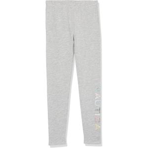 imageNautica Girls Leggings Full Length Pullon Stretch Pants with Elastic Waistband ampamp Logo DetailLight Grey Multi