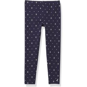 imageNautica Girls Leggings Full Length Pullon Stretch Pants with Elastic Waistband ampamp Logo DetailNavy Printed
