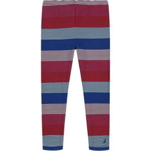 imageNautica Girls Leggings Full Length Pullon Stretch Pants with Elastic Waistband ampamp Logo DetailPeacoat Stripe
