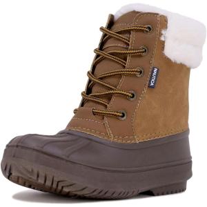 imageNautica Kids Boys ampamp Girls Duck Boots Kids Waterproof Rain Snow Boots Insulated Winter Boots ToddlerLittleBig KidBrown Tan Creamdanube