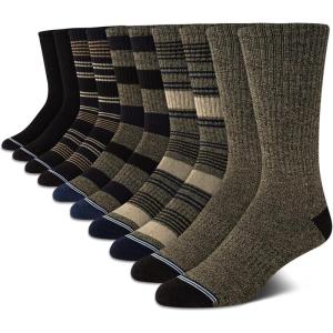 imageNautica Mens Crew Dress Socks  10 Pack LightCushion Crew Length Work Socks for Men  Classic Breathable Mens SocksBrownnavy