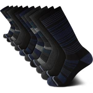 imageNautica Mens Crew Dress Socks  10 Pack LightCushion Crew Length Work Socks for Men  Classic Breathable Mens SocksGreyblack Stripes