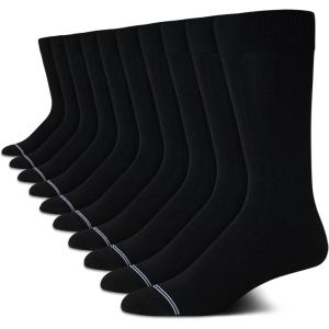 imageNautica Mens Dress Socks  10 Pack Classic Patterned Comfort Fit Casual Socks  Crew Socks for Men Sizes 6125Black Mini Rib