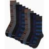 imageNautica Mens Dress Socks  Solid Crew Socks 10 PackBlueGrey Stripes