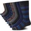 imageNautica Mens Dress Socks  Solid Crew Socks 10 PackBlueGrey Stripes