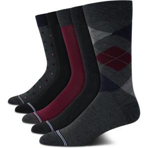 imageNautica Mens Dress Socks  5 Pack Stretch Comfort Crew Socks with Stay Up Cuffs and Reinforced Seams Shoe Size 6125Dark Grey Heather