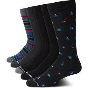 imageNautica Mens Dress Socks  5 Pack Stretch Comfort Crew Socks with Stay Up Cuffs and Reinforced Seams Shoe Size 6125Graphite Heather Assorted