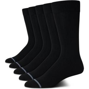 imageNautica Mens Dress Socks  5 Pack Stretch Comfort Stay Up Cuff Crew Socks for Men with Reinforced Seams Shoe Size 6125Black Mini Rib