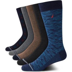 imageNautica Mens Dress Socks  5 Pack Stretch Comfort Stay Up Cuff Crew Socks for Men with Reinforced Seams Shoe Size 6125Dark DenimGrey