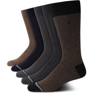 imageNautica Mens Dress Socks  5 Pack Stretch Comfort Stay Up Cuff Crew Socks for Men with Reinforced Seams Shoe Size 6125Heather Assorted
