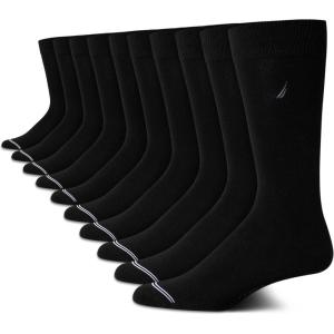 imageNautica Mens Dress Socks  Solid Crew Socks 10 PackAll Black