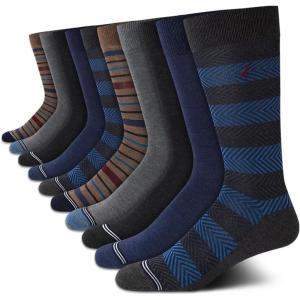 imageNautica Mens Dress Socks  Solid Crew Socks 10 PackBlueGrey Stripes