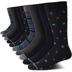 imageNautica Mens Dress Socks  Solid Crew Socks 10 PackGrapite Heather Assorted