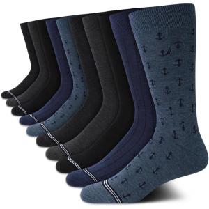 imageNautica Mens Dress Socks  Solid Crew Socks 10 PackMedium Denim Assorted