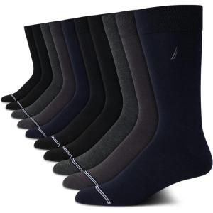 imageNautica Mens Dress Socks  Solid Crew Socks 10 PackNavy Assortment