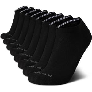 imageNautica Mens Low Cut Socks  8 Pack Comfort Cushioned Athletic Ankle Socks for Men  Casual Mens Sports SocksBlack