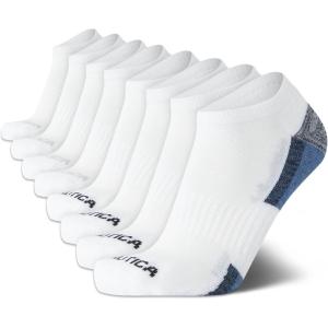 imageNautica Mens Low Cut Socks  8 Pack Comfort Cushioned Athletic Ankle Socks for Men  Casual Mens Sports SocksWhite Multi