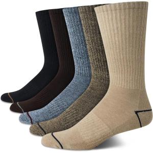 imageNautica Mens Crew Dress Socks  5 Pack LightCushion Crew Length Work Socks for Men  Classic Breathable Mens SocksBrownKhaki