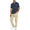 imageNautica Mens Classic Fit Striped Performance Deck PoloNavy
