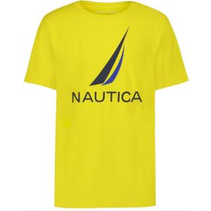 imageNautica Boys Short Sleeve Graphic Crew Neck TShirt Soft Comfortable Relaxed FitJclass Blazing Yellow