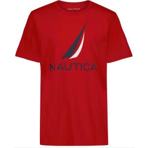 imageNautica Boys Short Sleeve Graphic Crew Neck TShirt Soft Comfortable Relaxed FitJclass Carmine