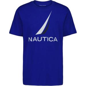 imageNautica Boys Short Sleeve Graphic Crew Neck TShirt Soft Comfortable Relaxed FitJclass Cobalt