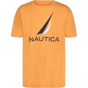 imageNautica Boys Short Sleeve Graphic Crew Neck TShirt Soft Comfortable Relaxed FitJclass Muskmelon