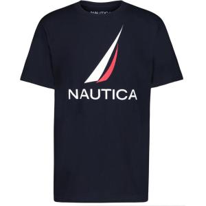 imageNautica Boys Short Sleeve Graphic Crew Neck TShirt Soft Comfortable Relaxed FitJclass Sport Navy
