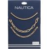 imageNautica 14K Gold Plated Brass Necklace  Three Row Layered Statement Chain Necklace for Women Gold Tone 2