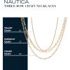 imageNautica 14K Gold Plated Brass Necklace  Three Row Layered Statement Chain Necklace for Women Gold Tone 2