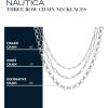 imageNautica 14K Gold Plated Brass Necklace  Three Row Layered Statement Chain Necklace for Women Silver Tone