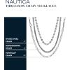imageNautica 14K Gold Plated Brass Necklace  Three Row Layered Statement Chain Necklace for Women White SwirlHerringbonePaperclip